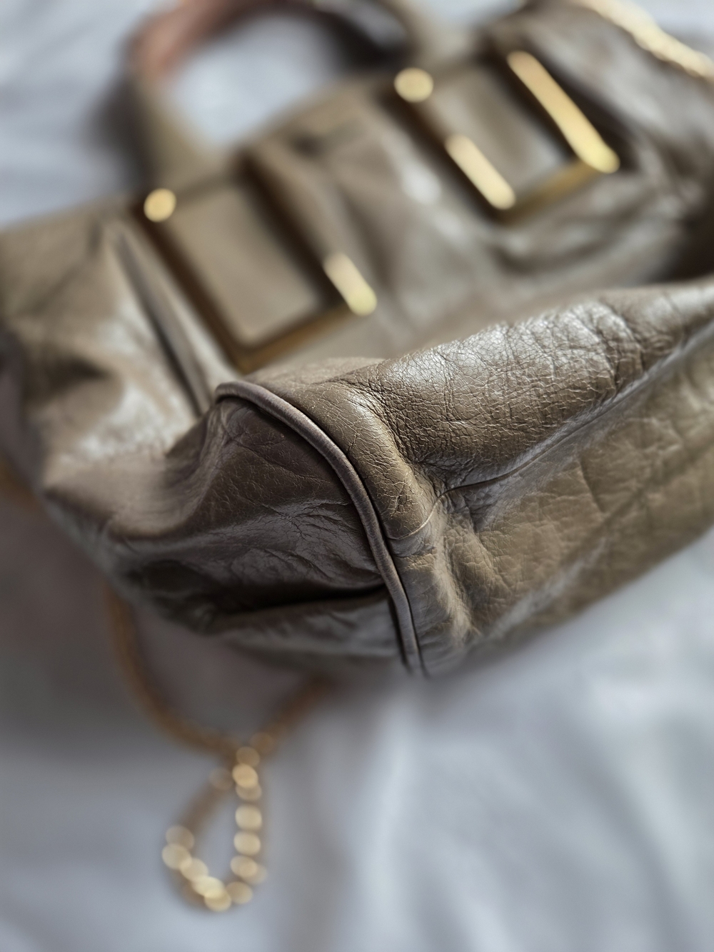 Chloe Leather Top-Handle Satchel with Gold Hardware - Picture 8 of 15